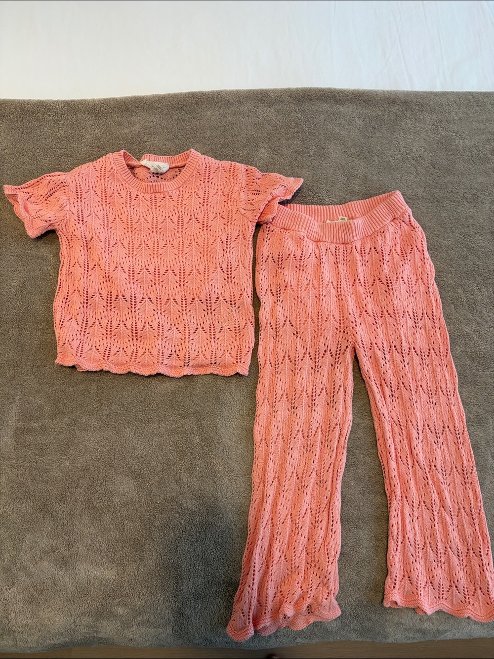 Jessica Simpson Coral Pink Knit Pajama Set - Short Sleeve Top & Pants